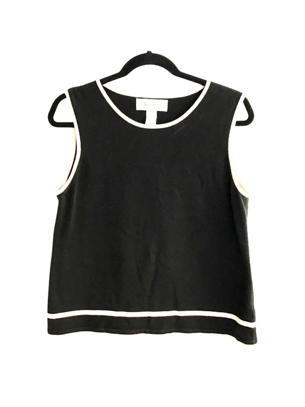 JONES WEAR - WOMENS BLACK/TAN 100% COTTON TOP SIZE LARGE
